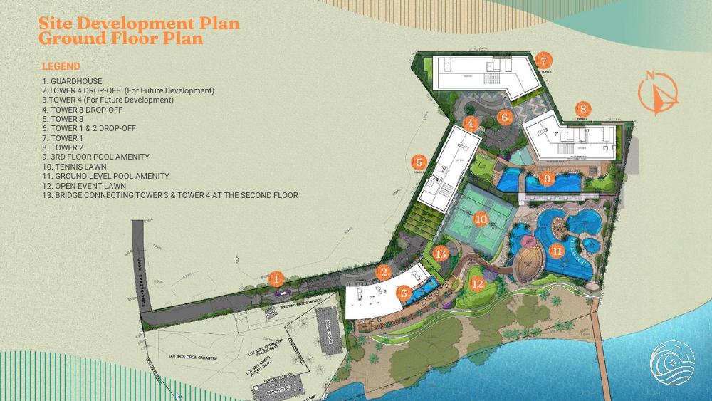 Costa Mira site development plan showing Tower 4 and the community amenities